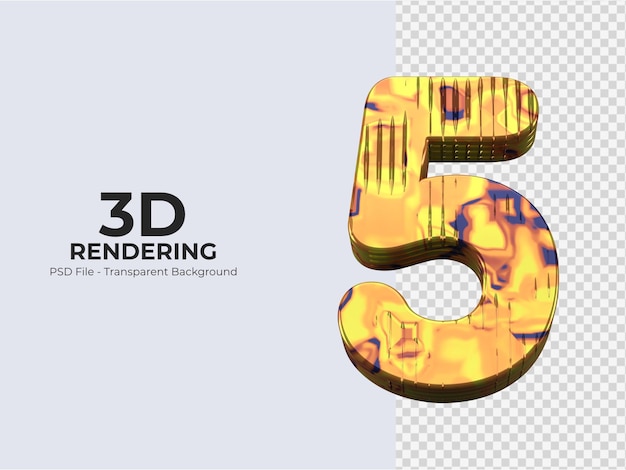 3d rendering number 5 isolated