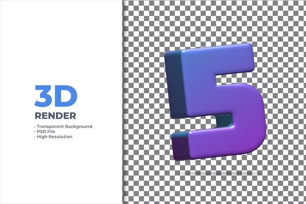 3D rendering number 5 isolated