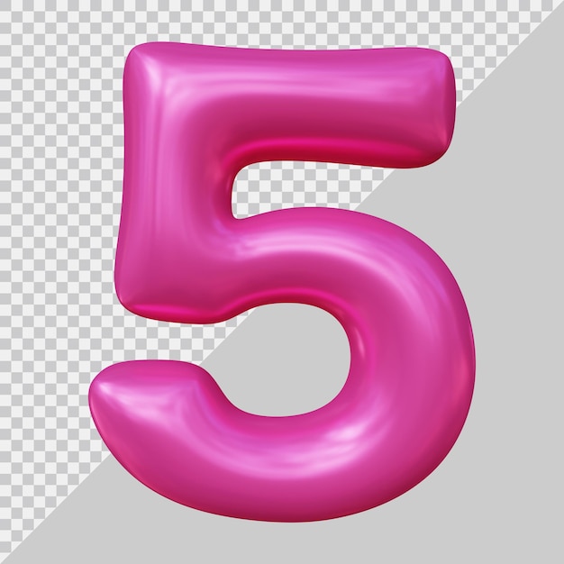 3d rendering of number 5 with modern style