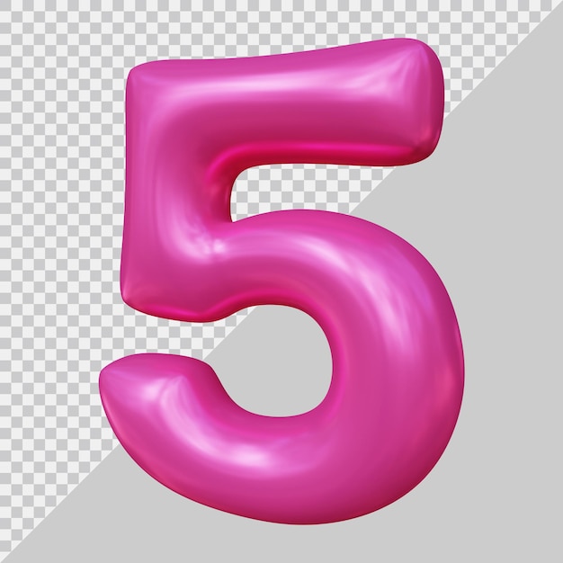 3d rendering of number 5 with modern style