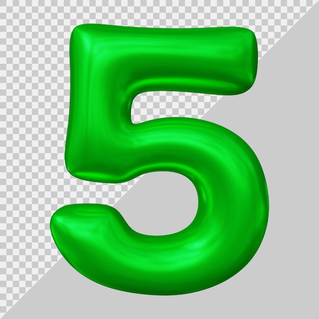 3d rendering of number 5 with modern style