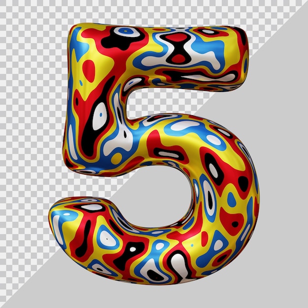 3d rendering of number 5 with modern style