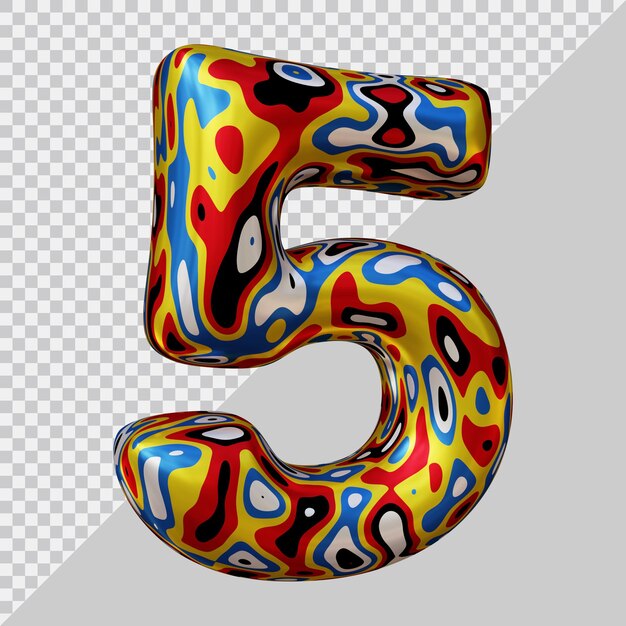 3d rendering of number 5 with modern style