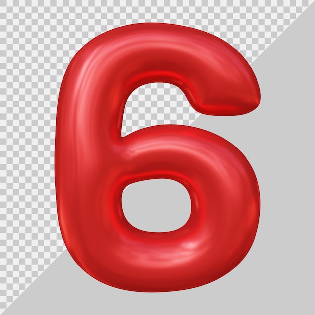 3d rendering of number 6 balloon