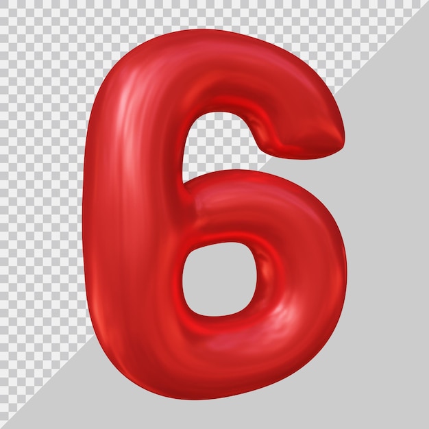 3d rendering of number 6 balloon