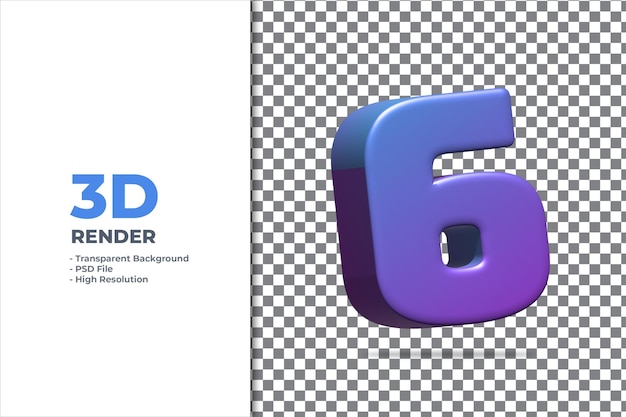 3D rendering number 6 isolated