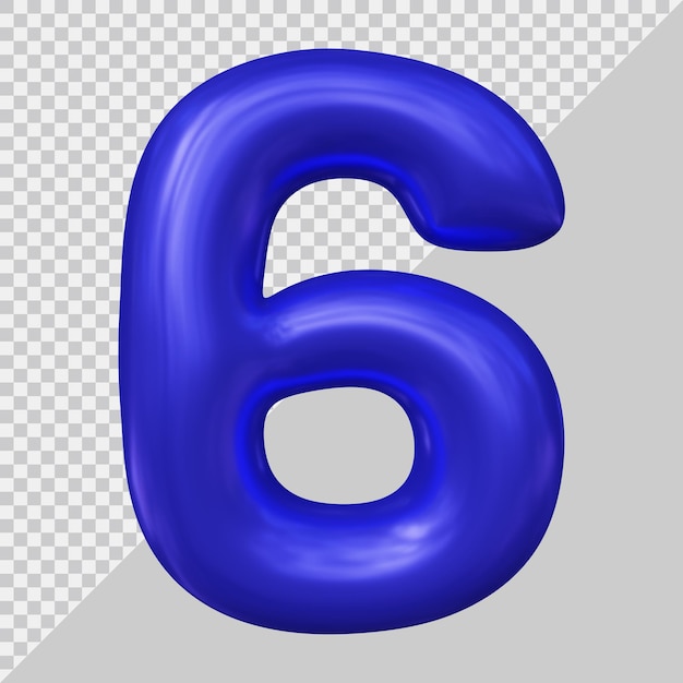 3d rendering of number 6 with modern style