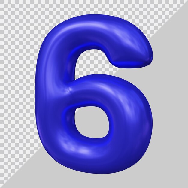 3d rendering of number 6 with modern style