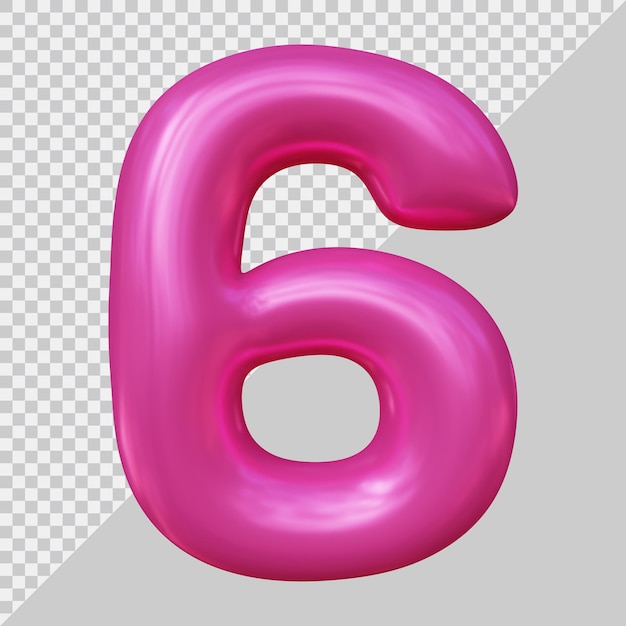 3d rendering of number 6 with modern style