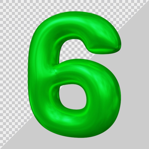 3d rendering of number 6 with modern style