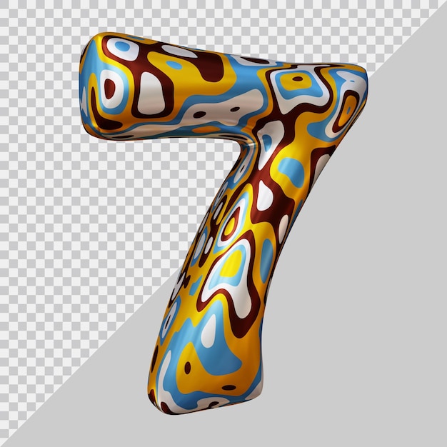 3d rendering of number 7 with modern style