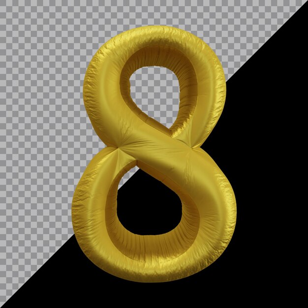 3d rendering of number 8 balloon gold