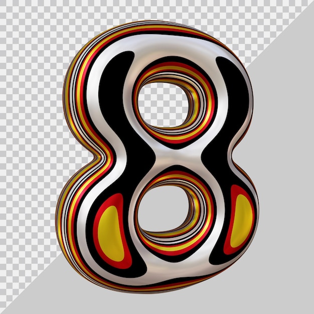 3d rendering of number 8 with modern style