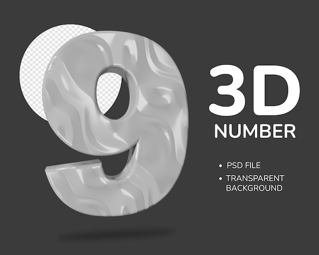 3d rendering number 9 isolated