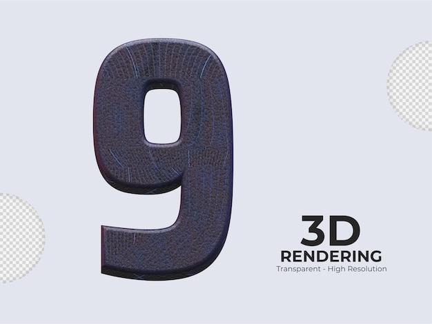 3d rendering number 9 isolated