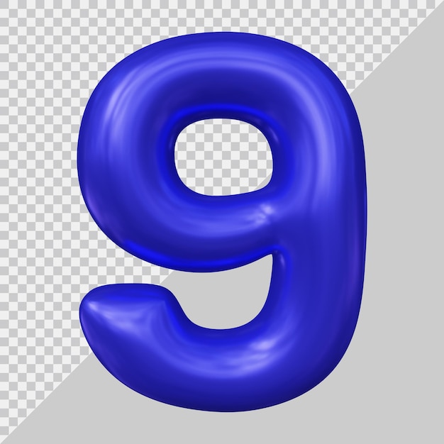 3d rendering of number 9 with modern style