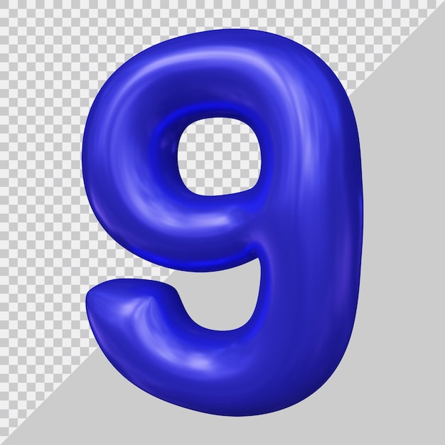 3d rendering of number 9 with modern style