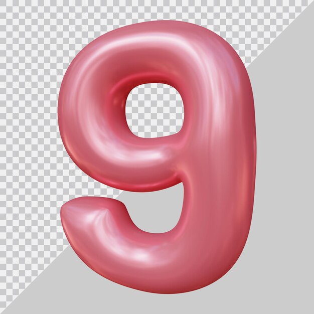 3d rendering of number 9 with modern style