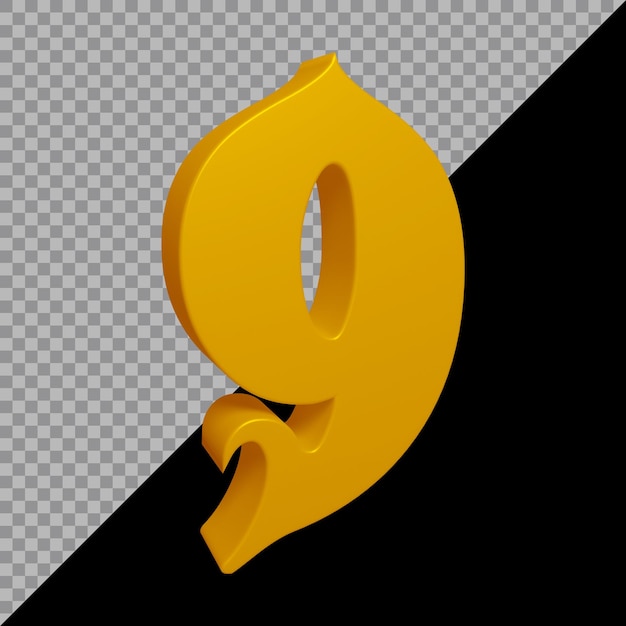 3d rendering of number 9