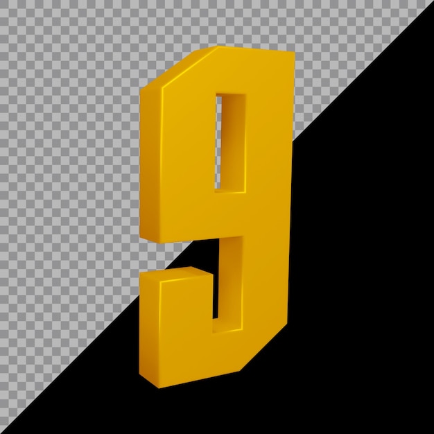 3d rendering of number 9