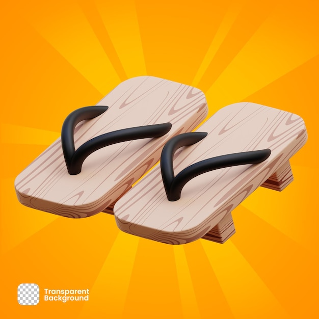 3D Rendering Object Japanese Geta Wood Sandals PNG Transparent Premium PSD Premium Psd