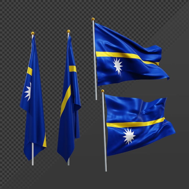 PSD 3d rendering oceania nauru flag fluttering and no fluttering