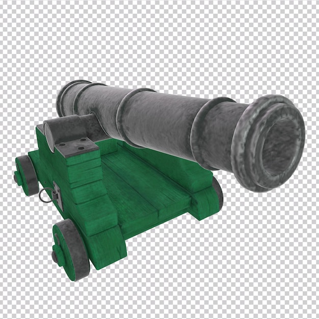 3d rendering old cannon isolated on transpaternt background. Iftar cannon for ramadan . Top view.