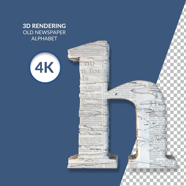 3d rendering of old newspaper alphabet isolated