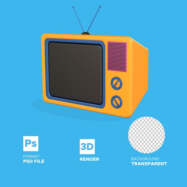 3D Rendering Old TV isolated object