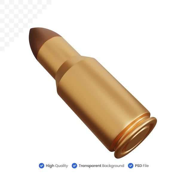 3d rendering one gun bullets isolated