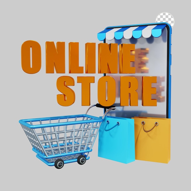 3d rendering of online shopping