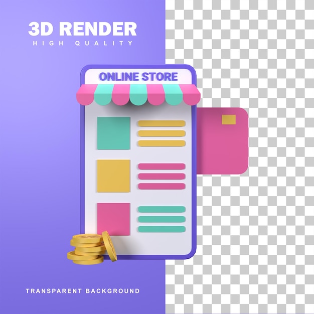 3D Rendering Online Store Concept With Multiple Product Options on Screen.