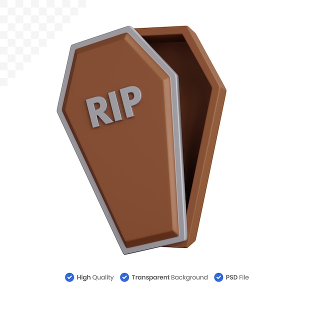 3d rendering open coffin isolated