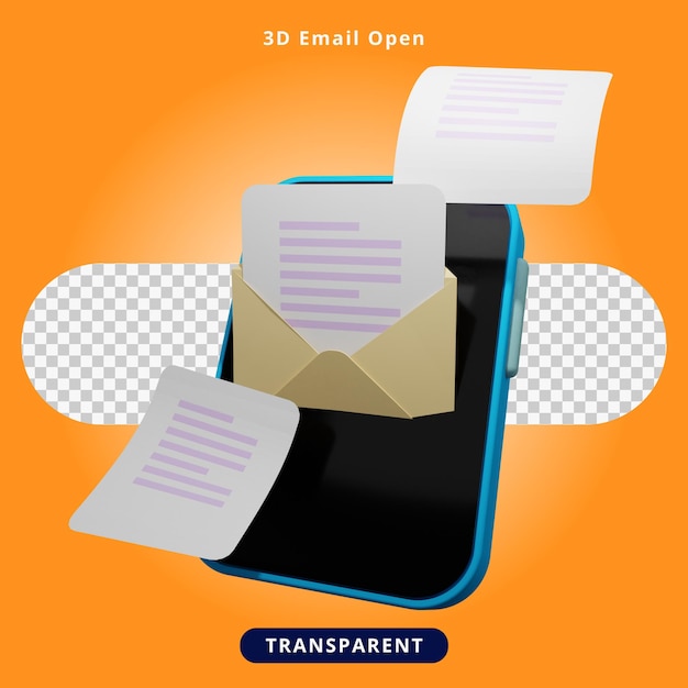 3d Rendering open email Illustration