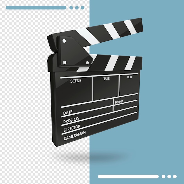 3d rendering of open movie clapperboard or clapper isolated