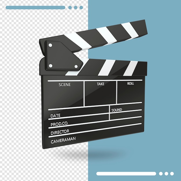 3d rendering of open movie clapperboard or clapper isolated