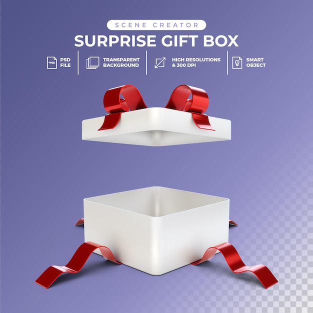 3d rendering of opened surprise gift box PSD