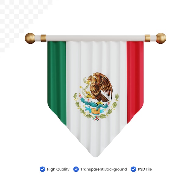 3d rendering ornament Mexico national flag isolated