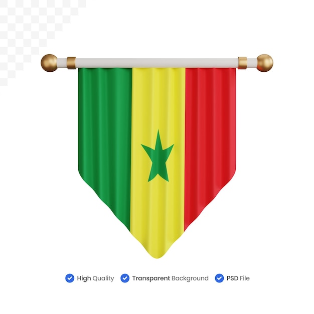 3d rendering ornament senegal national flag isolated