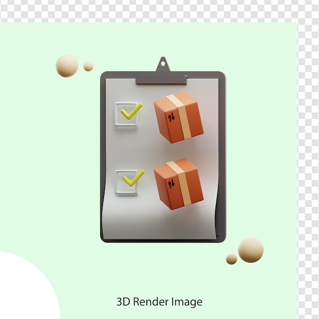 3d rendering of package box delivery list