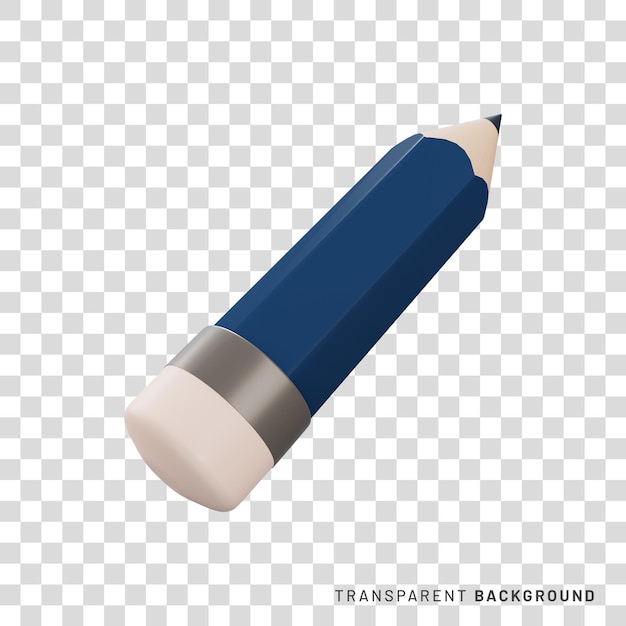 3d rendering pencil icon againts transparent background