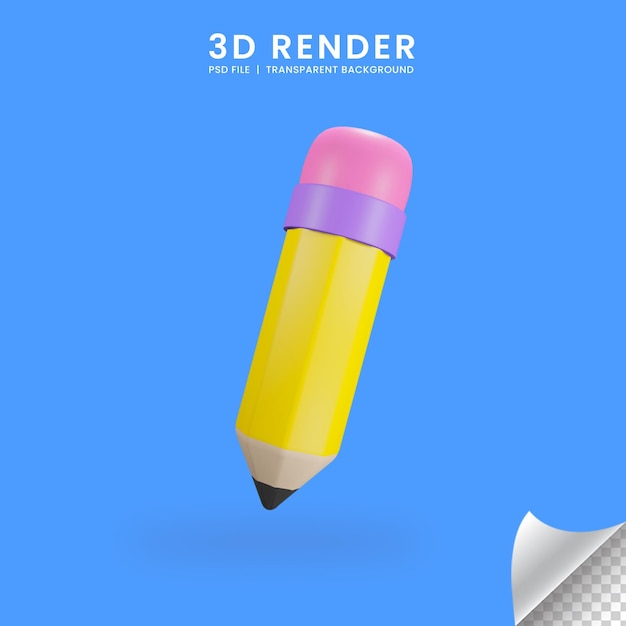 3D rendering of pencil icon