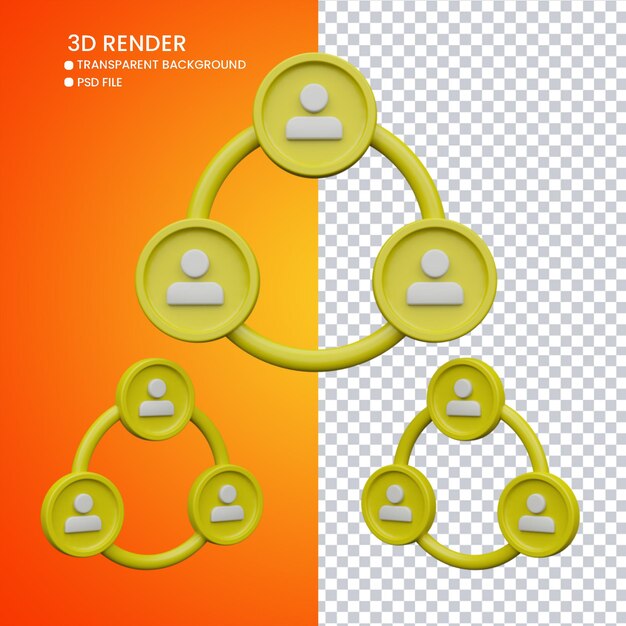 3d rendering of people icon for social media