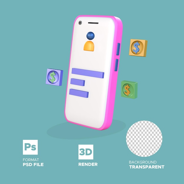 3D Rendering phone with blue background illustration