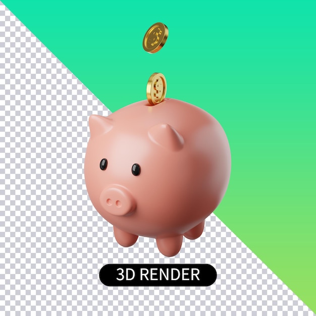 3D rendering piggy bank