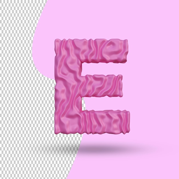 PSD 3d rendering pink alphabet e letter creative premium  psd premium psd