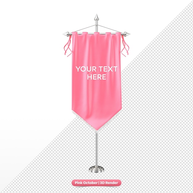 3D Rendering of Pink Pennant Mockup for Pink October Campaign