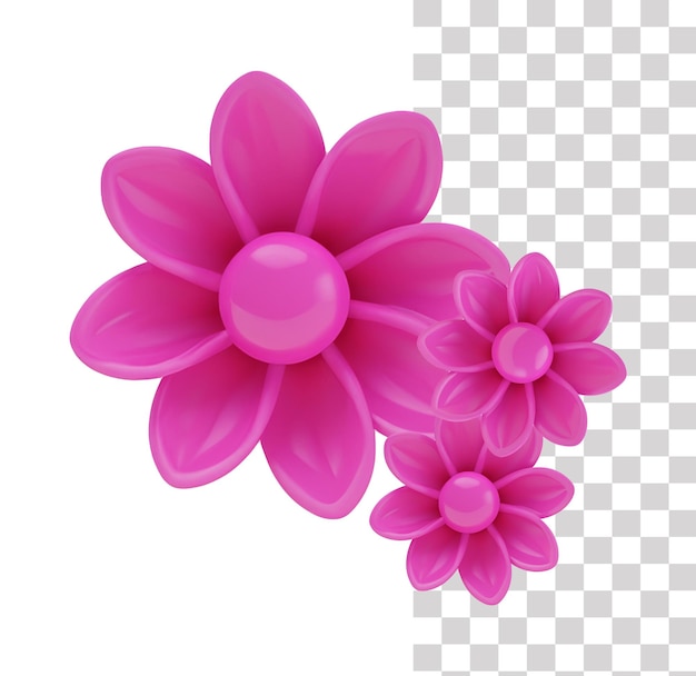 PSD 3d rendering of pinks on transparent background