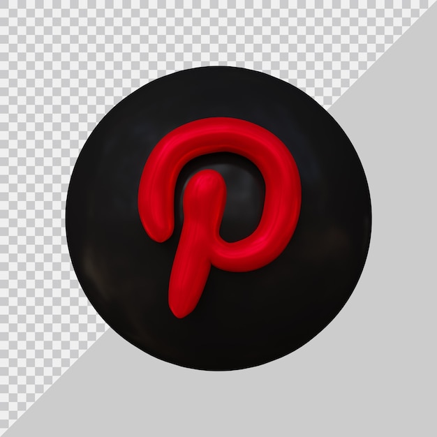 3d rendering of pinterest icon social media concept