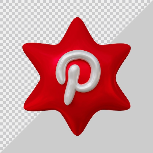 3d rendering of pinterest icon social media with modern style